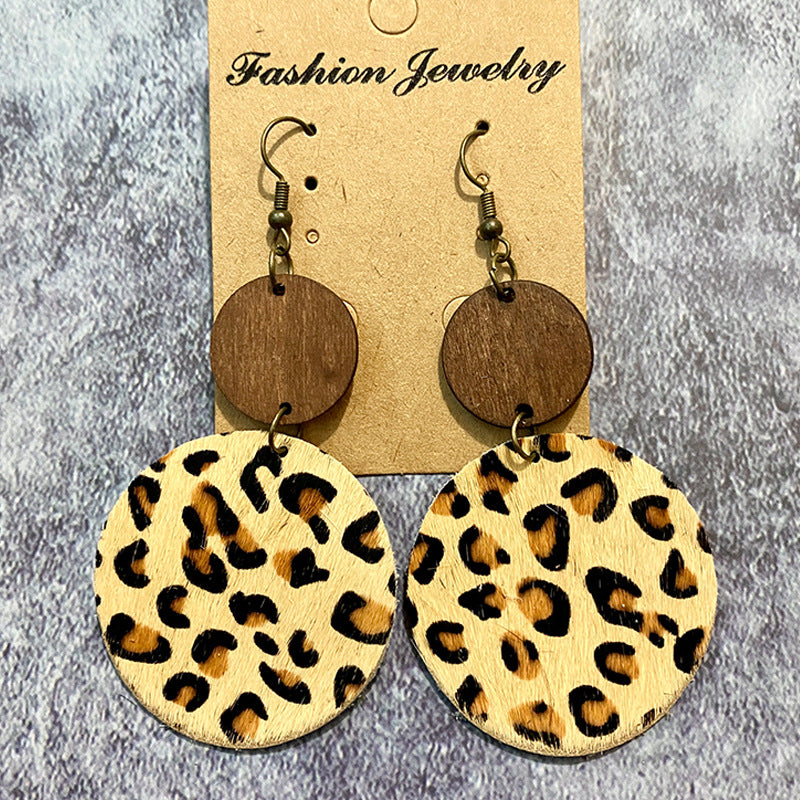 Wholesale Vintage Western Wood Leather Horsehair Earrings
