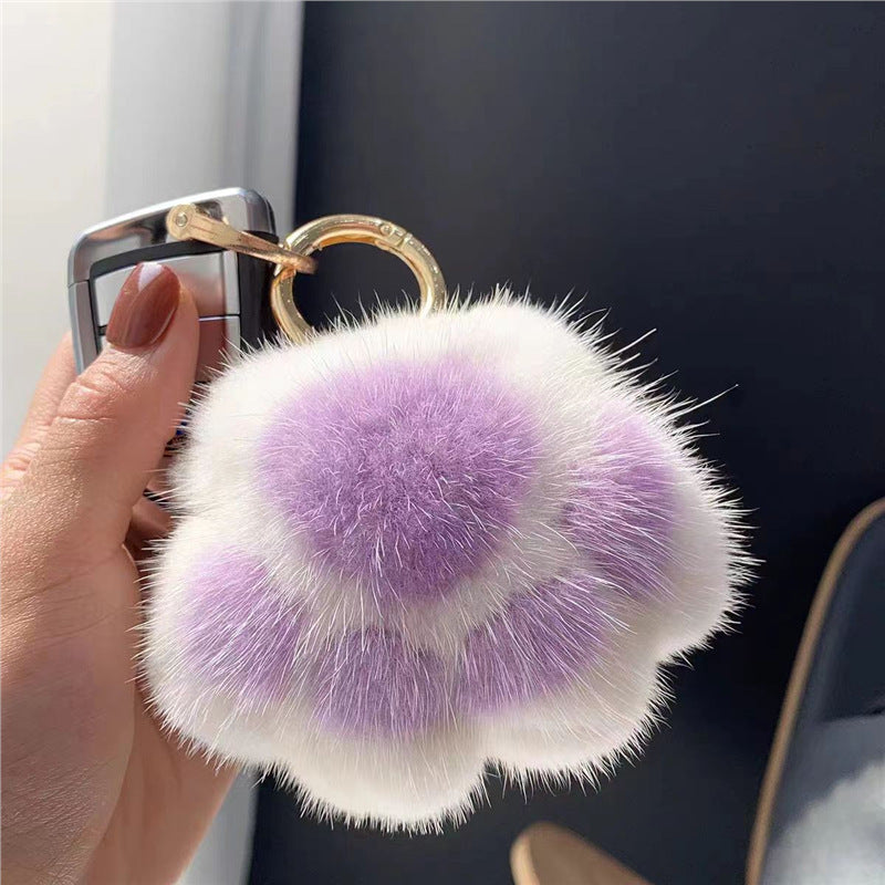 Wholesale 5pcs Paw Plush Pendant Cute Cat Keychain