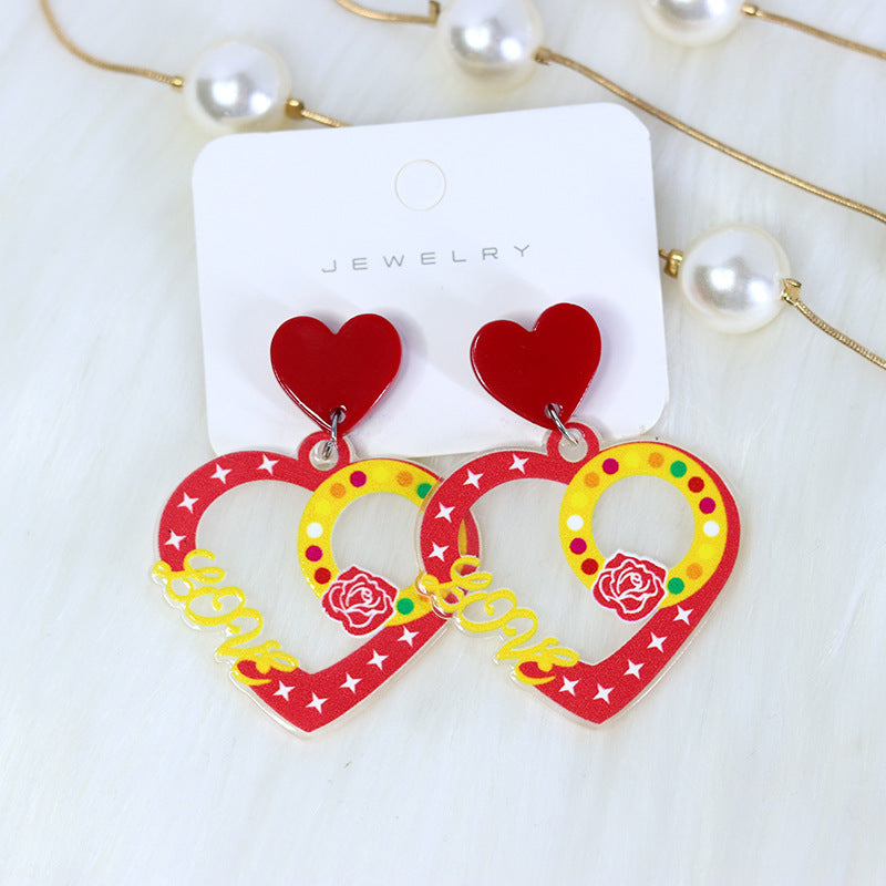 Wholesale Valentine's Day Transparent Color Love Letter Butterfly Fishbone Acrylic Earrings