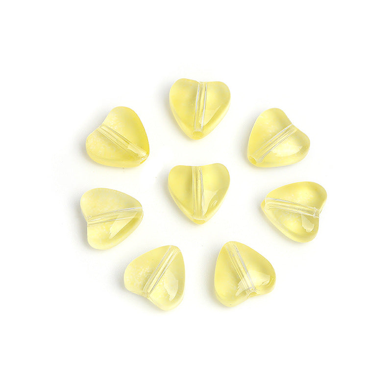 Wholesale 100pcs Heart-shaped Glass 8mm Straight Hole Jelly Colored Peach Heart DIY Beads