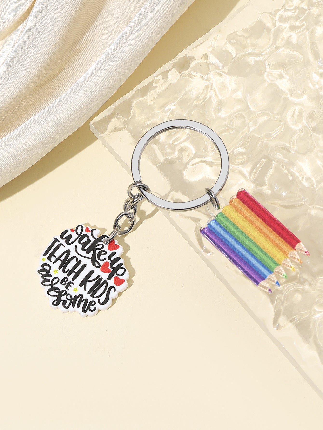 Wholesale Rainbow Pencil Teacher Acrylic Keychain