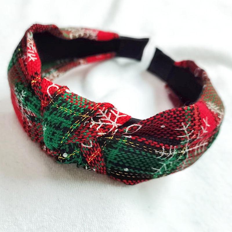 Wholesale Christmas Series Plaid Bow Cloth Headband