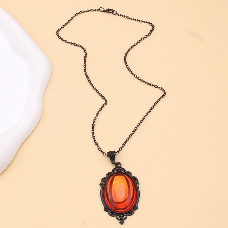 Wholesale Gothic Acrylic Embossed Crystal Pendant Necklaces