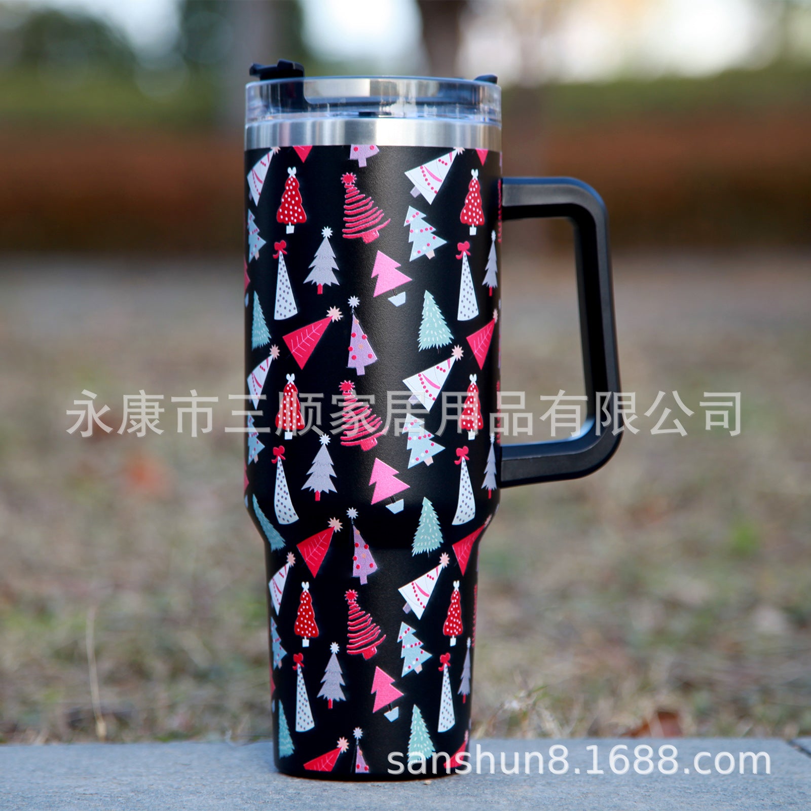 Wholesale 40oz Christmas handle car thermos cup with straw to keep cold Tumbler ice cup