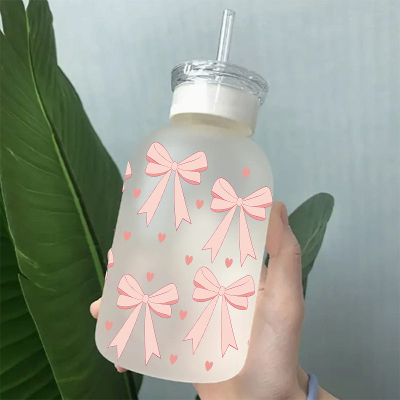 Wholesale Pink Cartoon Bow 16oz Cup UV DTF Wraps