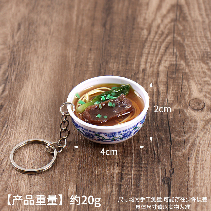 Wholesale Simulation Food 4cm Blue and White Porcelain Bowl Keychain Pendant Chinese Style Gourmet Snack Micro Food Play Model Toy