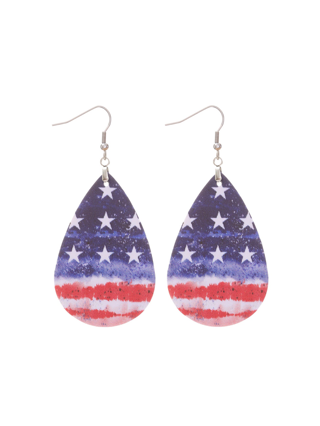 Wholesale Independent Day Stripe Star Water Drops American PU Leather Ear Ring