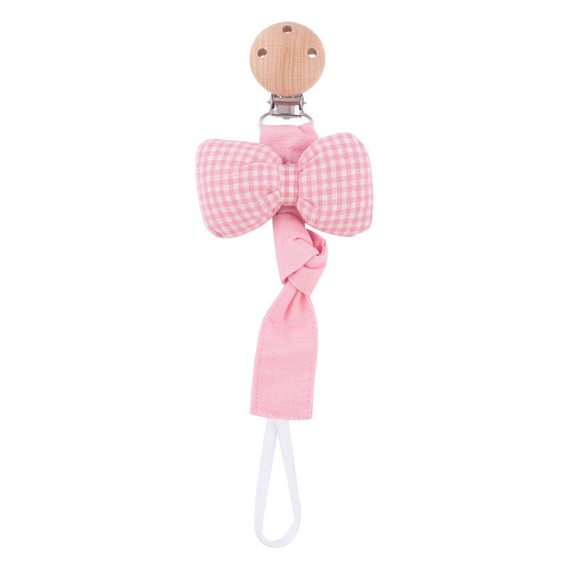 Wholesale Baby Beech Clip Soothing Cotton and Linen Ribbon Bow Pacifier Rope Chain