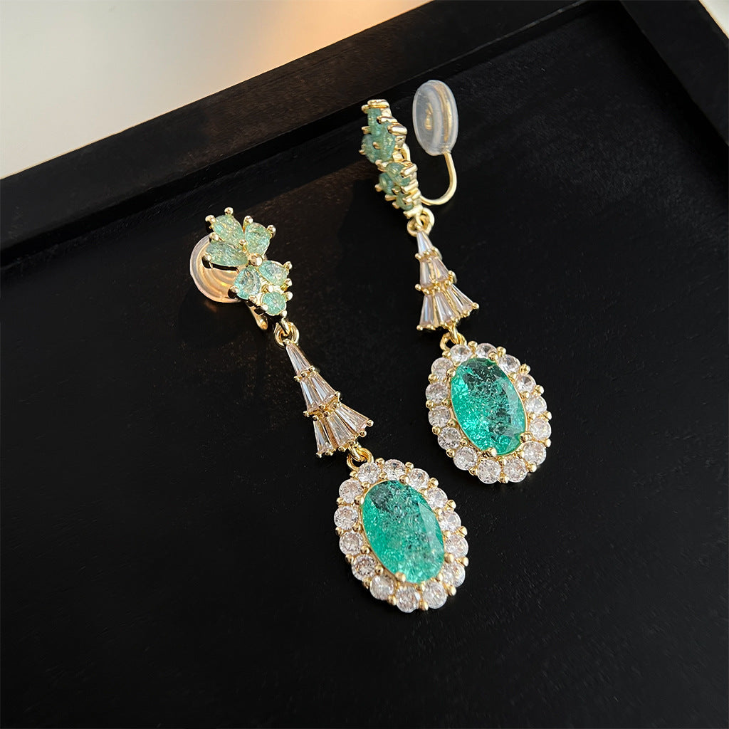 Wholesale Vintage emerald diverse shaped zircon earrings