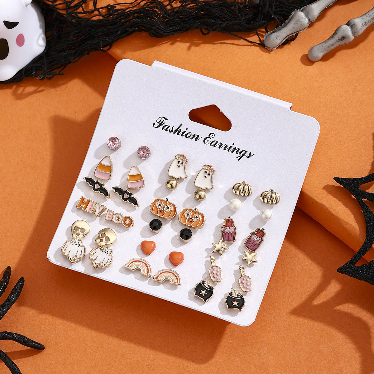 Wholesale  spooky pumpkin bat pendant earrings