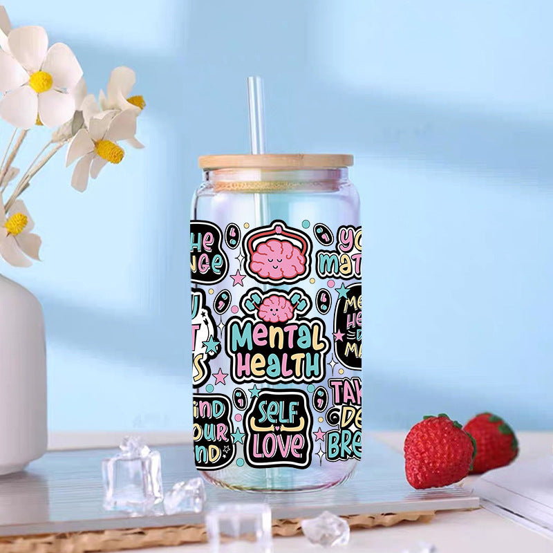 Wholesale Colorful English sentences 16oz Cup UV DTF Wraps