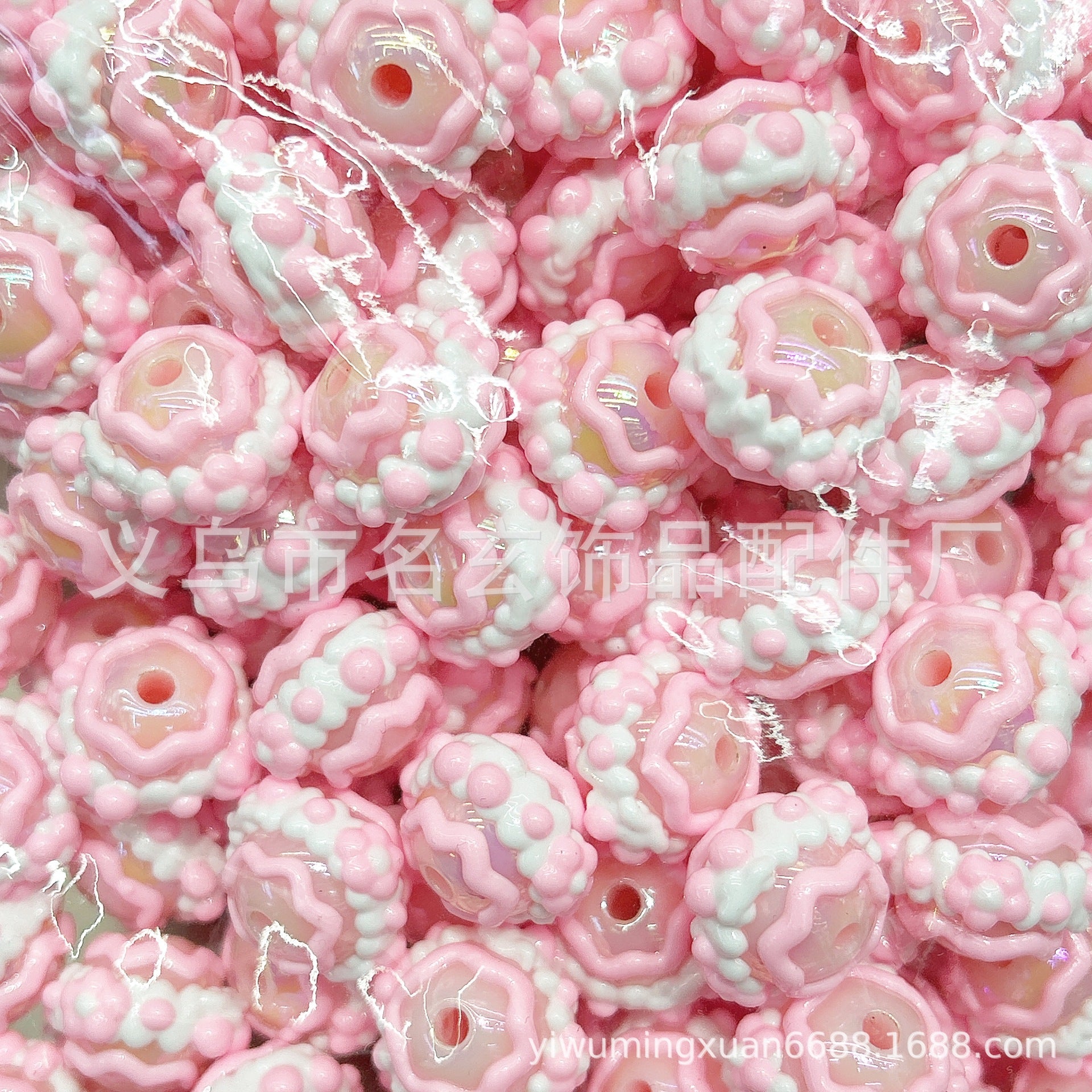Wholesale 200pcs/pack  Acrylic two-color heavy oil hand-painted beads Acrylic Beads