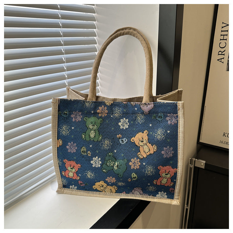 Wholesale Printed Linen Tote Bag Single Shoulder Underarm Bag