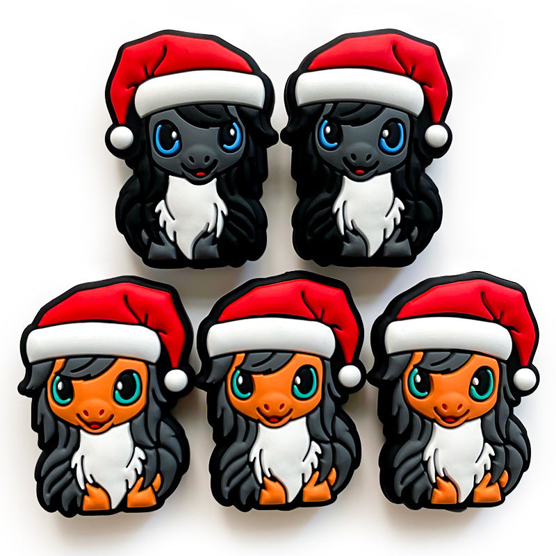 Wholesale 10pcs Christmas Pony Children' s Food Grade Focal Beads