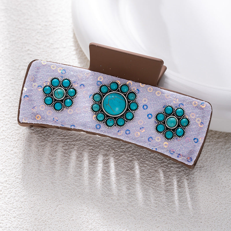 Wholesale Bohemian turquoise western style clip leather clip