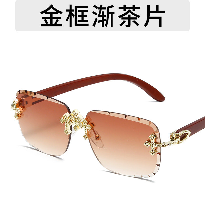 Wholesale Personalized frameless metal square lace sunglasses