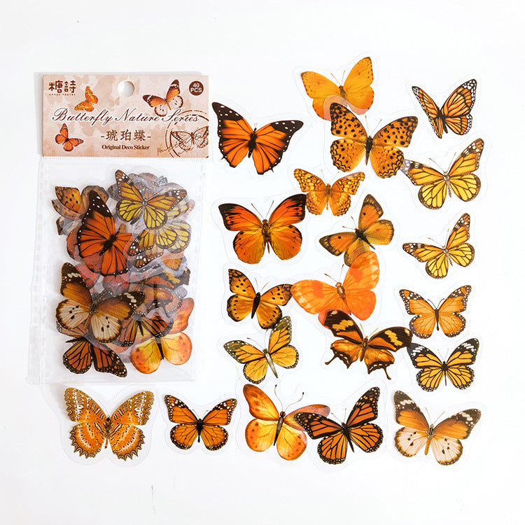Wholesale Butterfly Nature Series Retro Art Handheld Small Size Collage