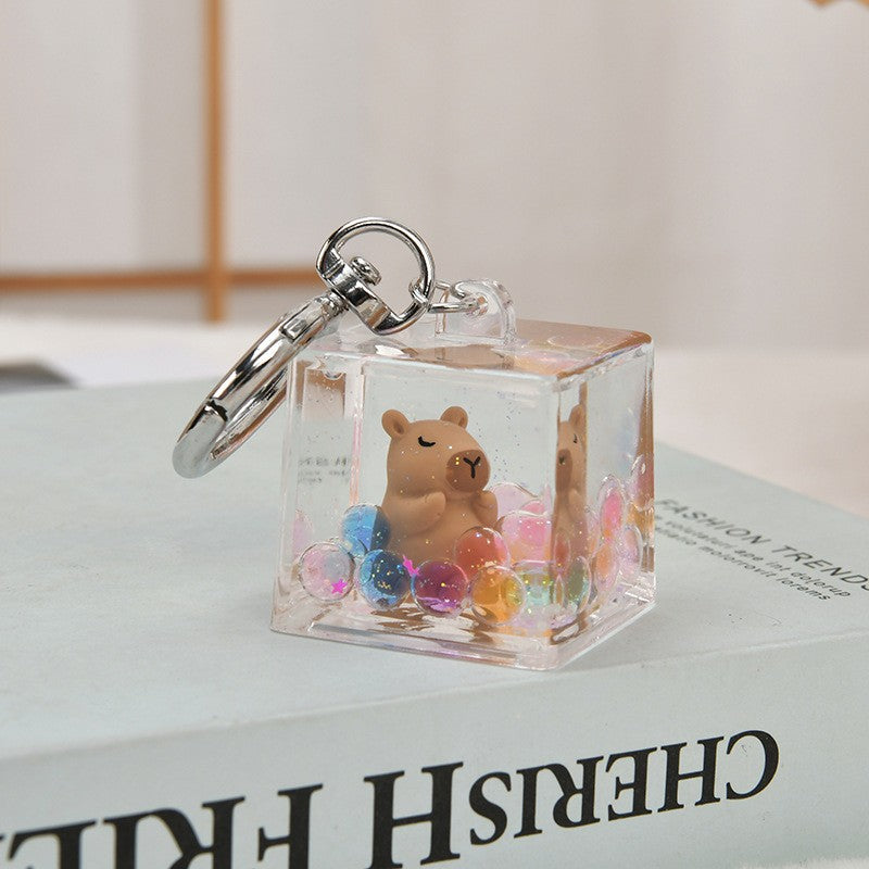 Wholesale Acrylic Creative Capybara Sand Bottle Keychain