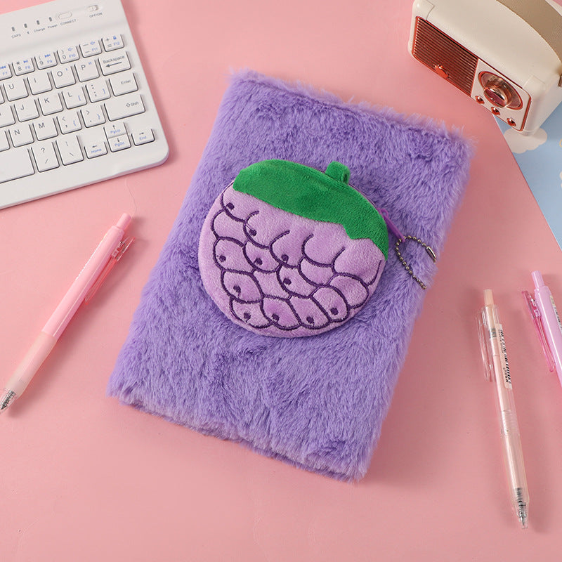 Wholesale New creative fruit notebook cute cartoon plush notebook children' s handmade