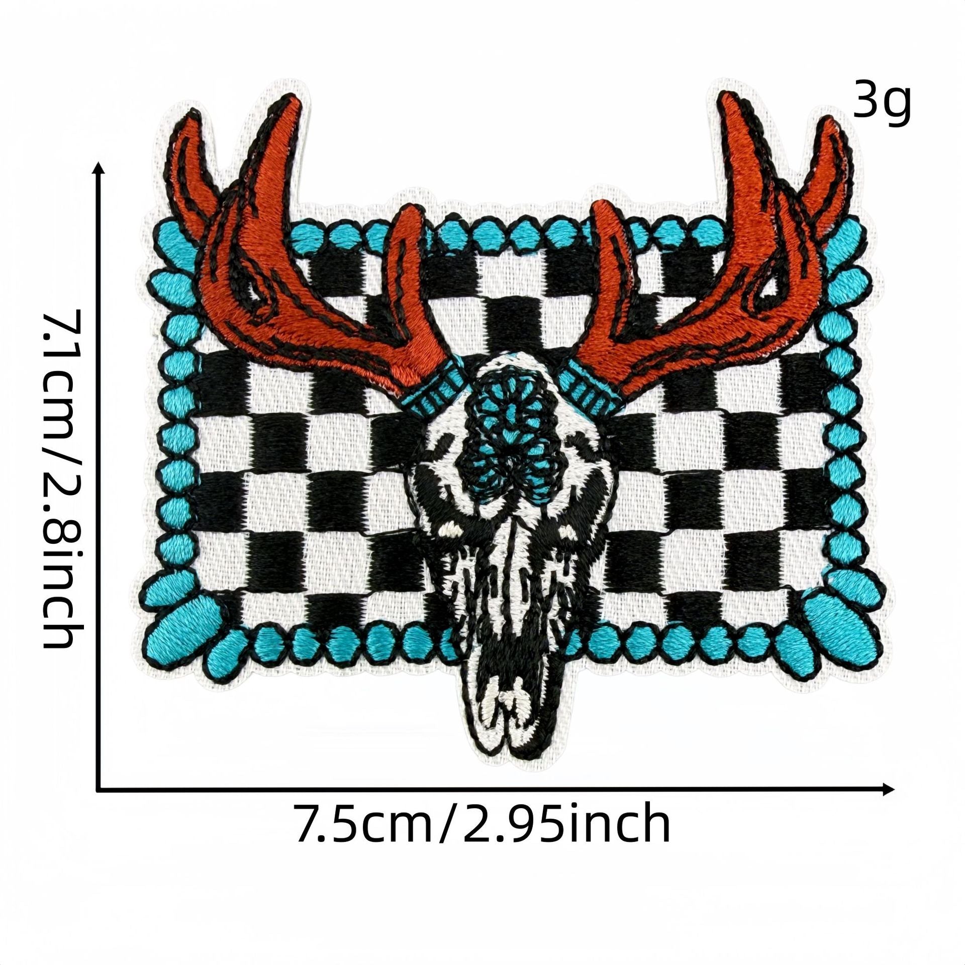 Wholesale Western Style Embroidered Patch Set Skull Checkerboard Design Polyester Thread Fashion Decorative Accessory Gift And Boutique Resale