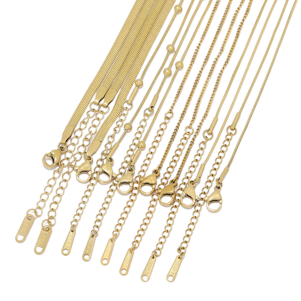 Wholesale 5PCS/PACK Stainless Steel Snake Bone Chain Chokers Necklace DIY Jewelry Accessories