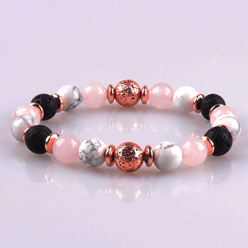 Wholesale Crystal White Turquoise Colorful Double Layer Pink Zebra Magnet Bracelet