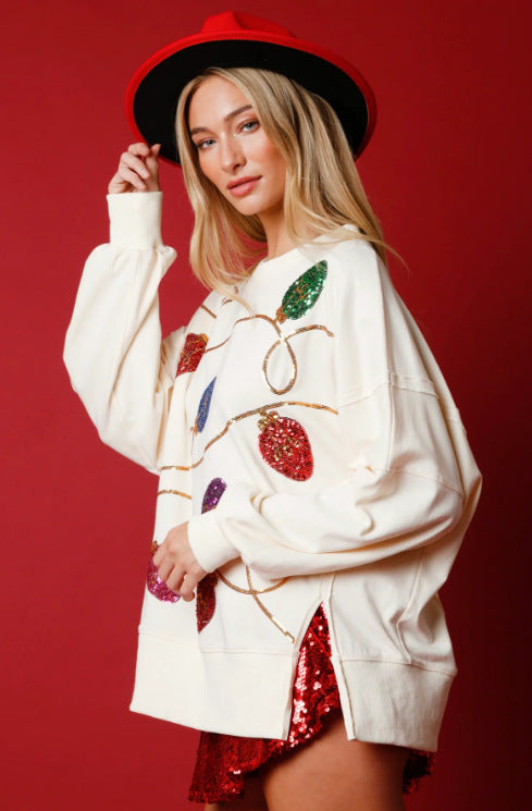 Wholesale autumn and winter cross fashion trend sequin pullover thick Women Clothes