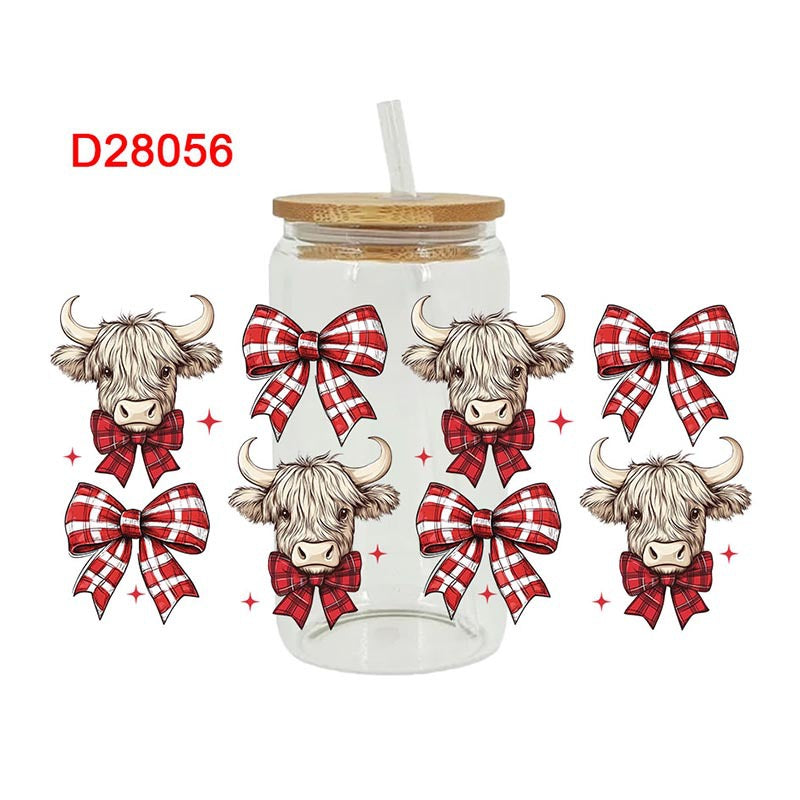 Wholesale Red Christmas Cartoon Series  16oz Cup UV DTF Wraps