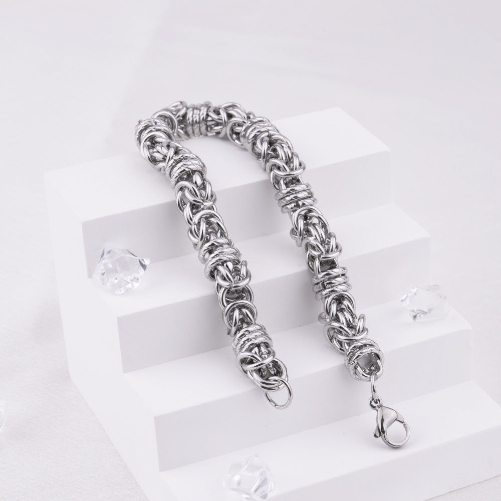 Wholesale Men's Woven Pattern Titanium Steel Bracelet