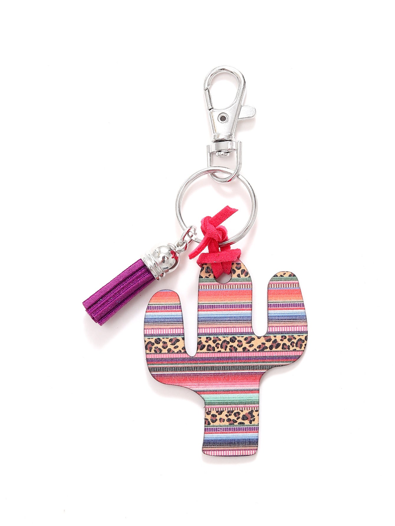 Wholesale Wooden Cactus Leopard Flower Rainbow Sunflower Stripe Printed Keychains