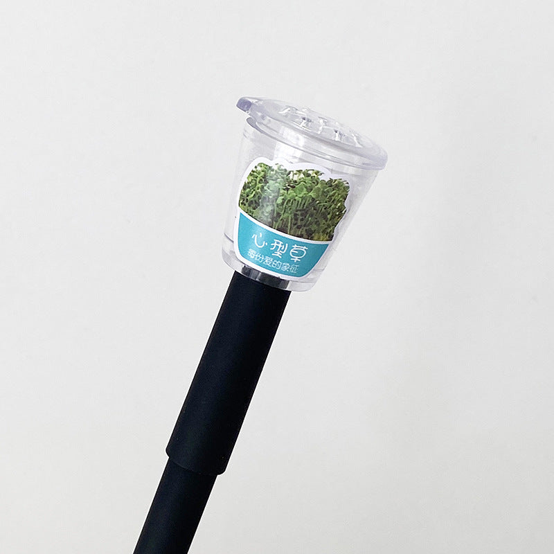 Wholesale 4pcs Creative Grass Pen Rich Flowers Black Gel Pen DIY Mini Potted Pen