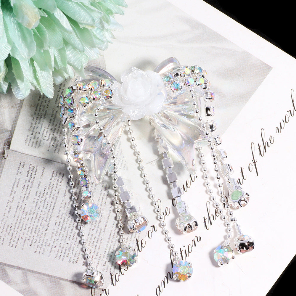 Wholesale 3pcs Colorful tassel bow acrylic straight hole Acrylic Beads