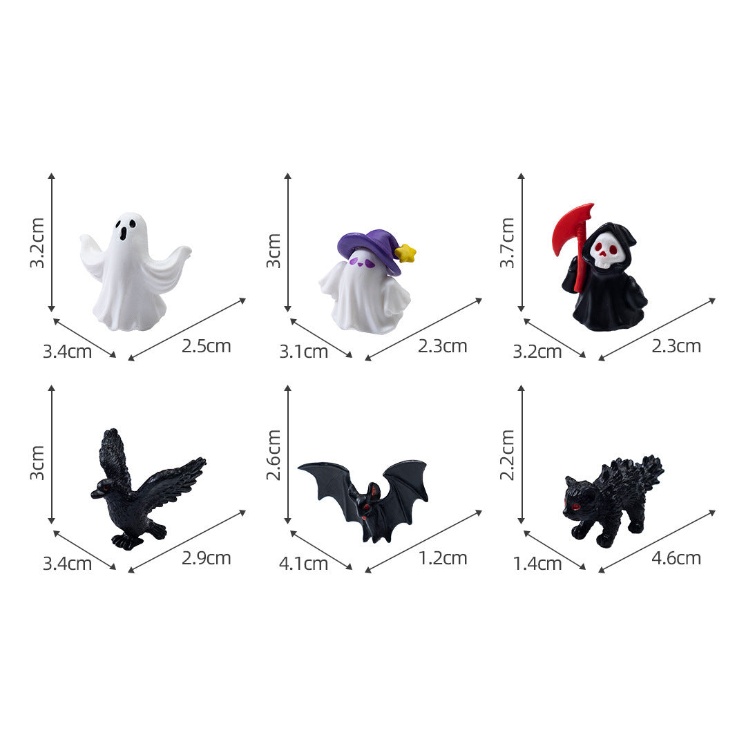 Wholesale 6pcs Stylish  Ghost Grim Reaper Bat PVC Miniature Figurine Desktop Decor DIY Craft Supply