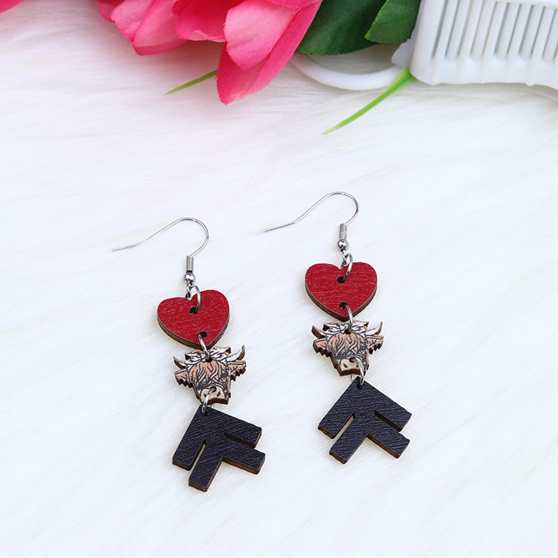 Wholesale MOM Love Dog Claw Wooden Earrings