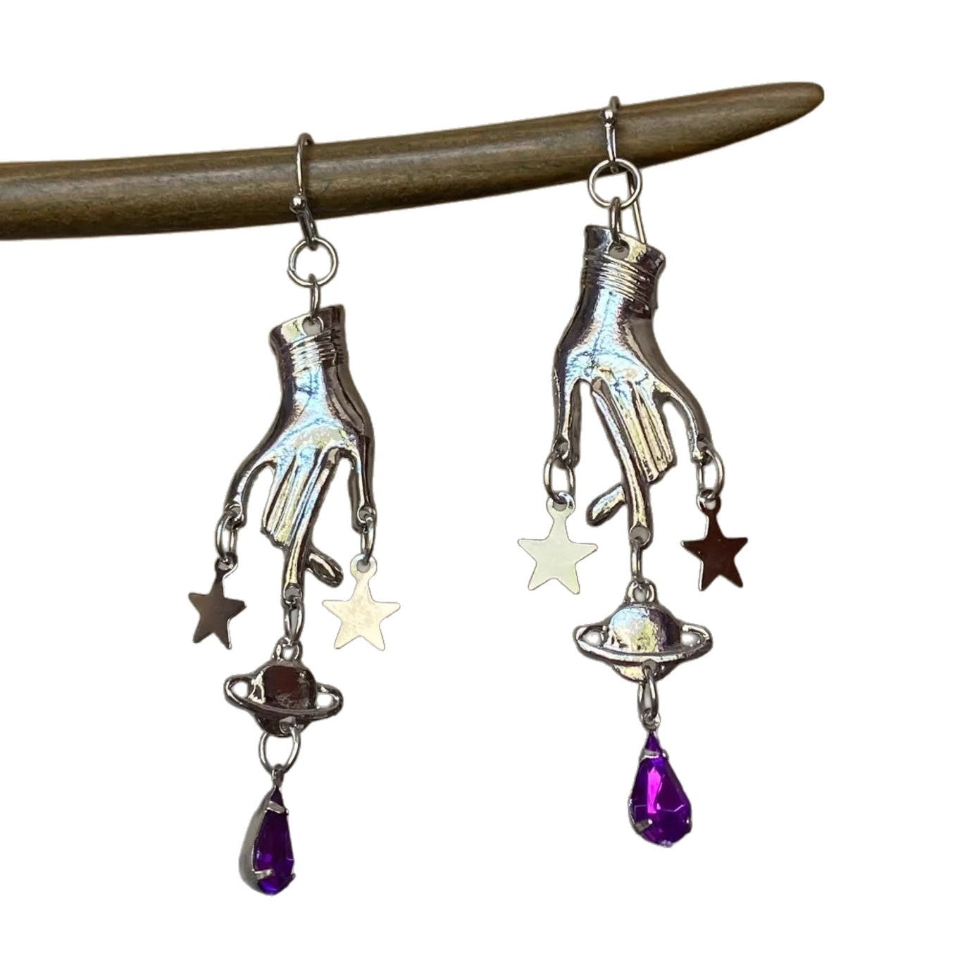 Wholesale Purple Magic Hand Pentagram Pendant Earrings