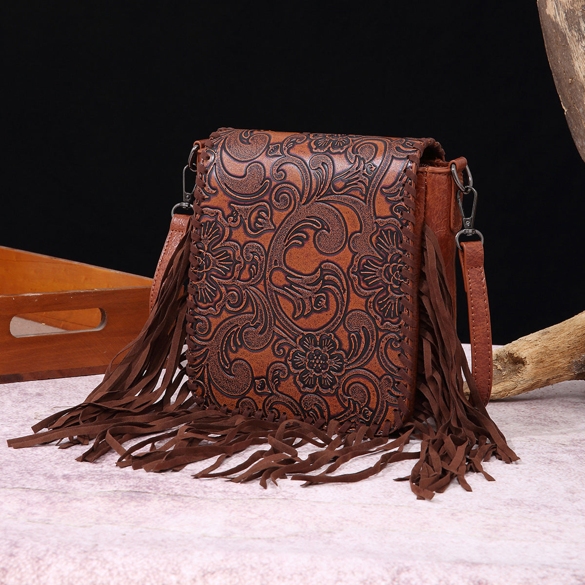 Wholesale Bohemian Aztec Leather Carved Shoulder Crossbody Bag