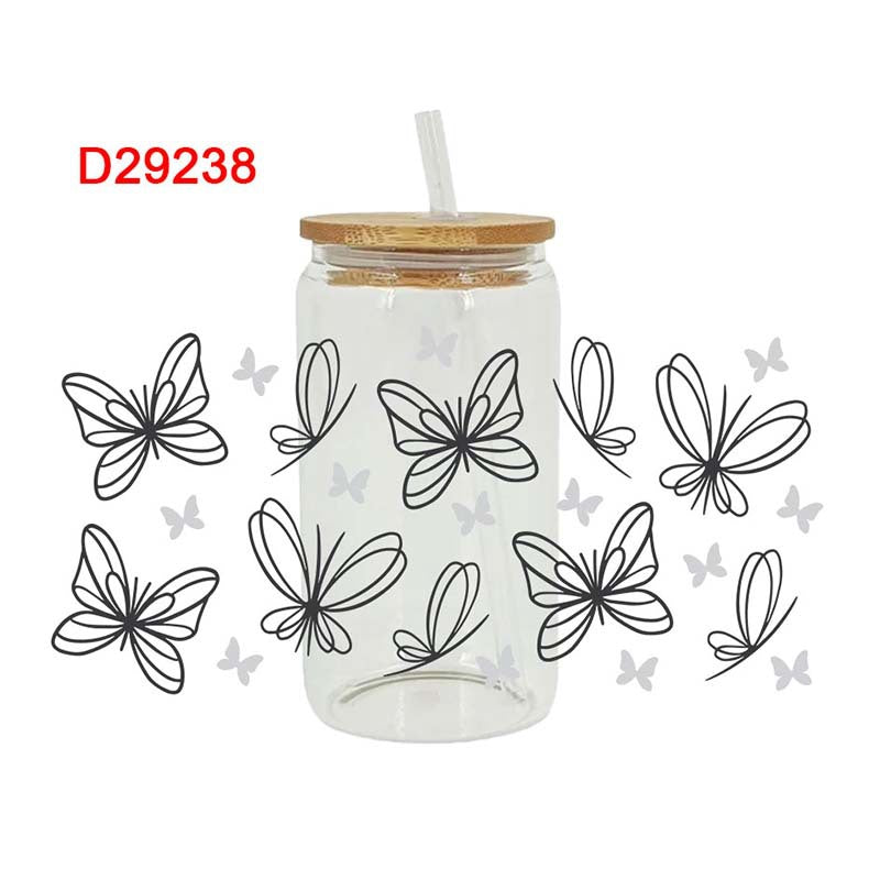 Wholesale Colorful Cartoon Butterfly 16oz Cup UV DTF Wraps
