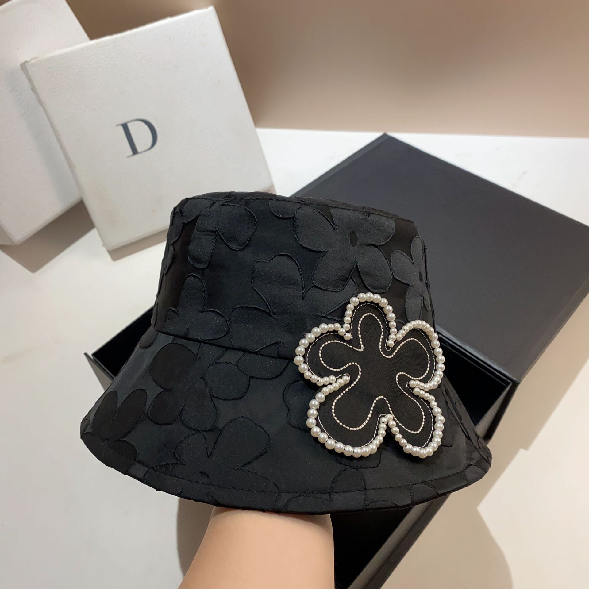 Wholesale Heavy Industry Embroidery Pearl Flower Jacquard Fisherman Hat Basin Hat