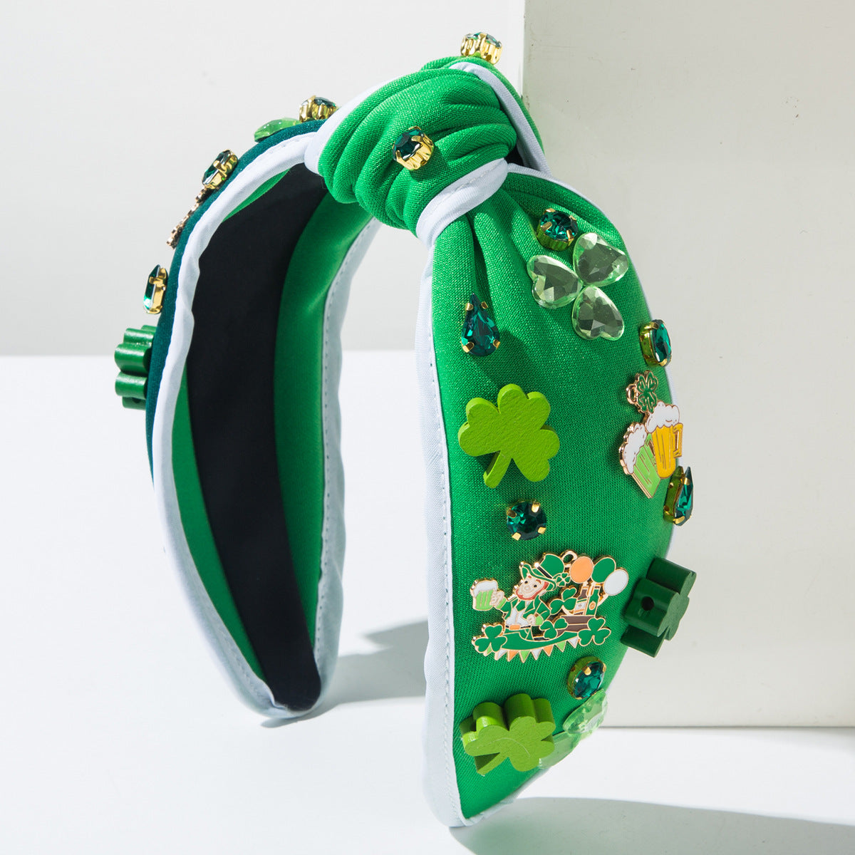 Wholesale St.  Patrick' s Day diamond studded clover green headband