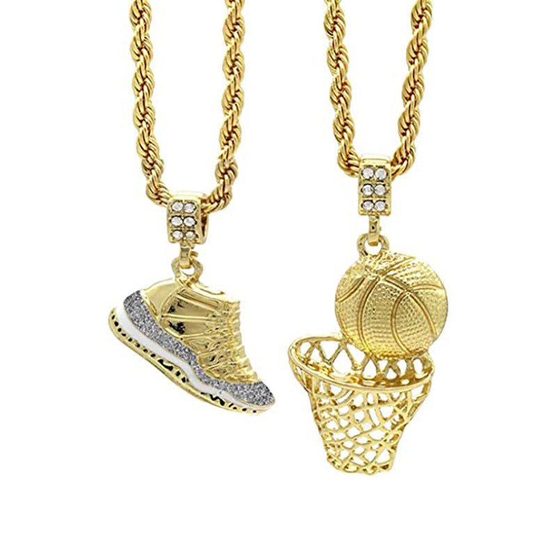 Wholesale Basketball hip-hop men' s accessories retro necklace