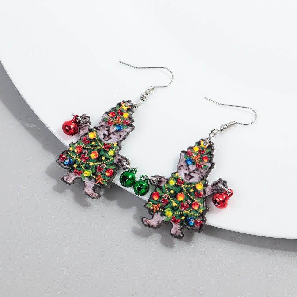 Wholesale Christmas Chicken Bell Acrylic Earrings