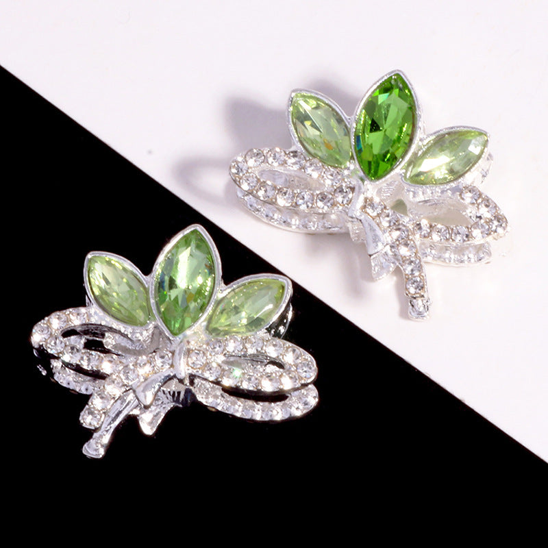 Wholesale 6pcs/pack Double-sided alloy rhinestone lotus straight hole loose DIY beads