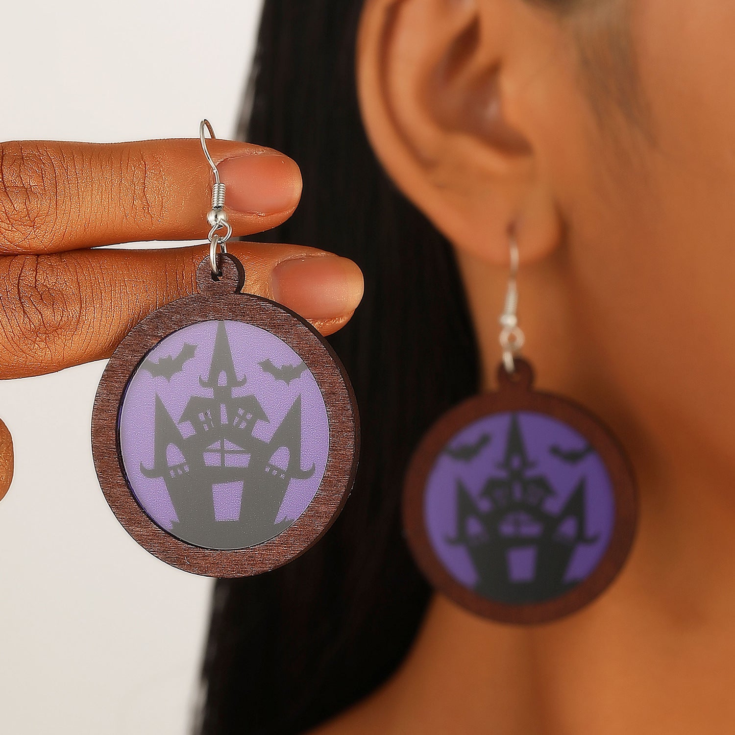 Wholesale New Halloween Ghost Pumpkin Black Cat Geometric Color Earrings