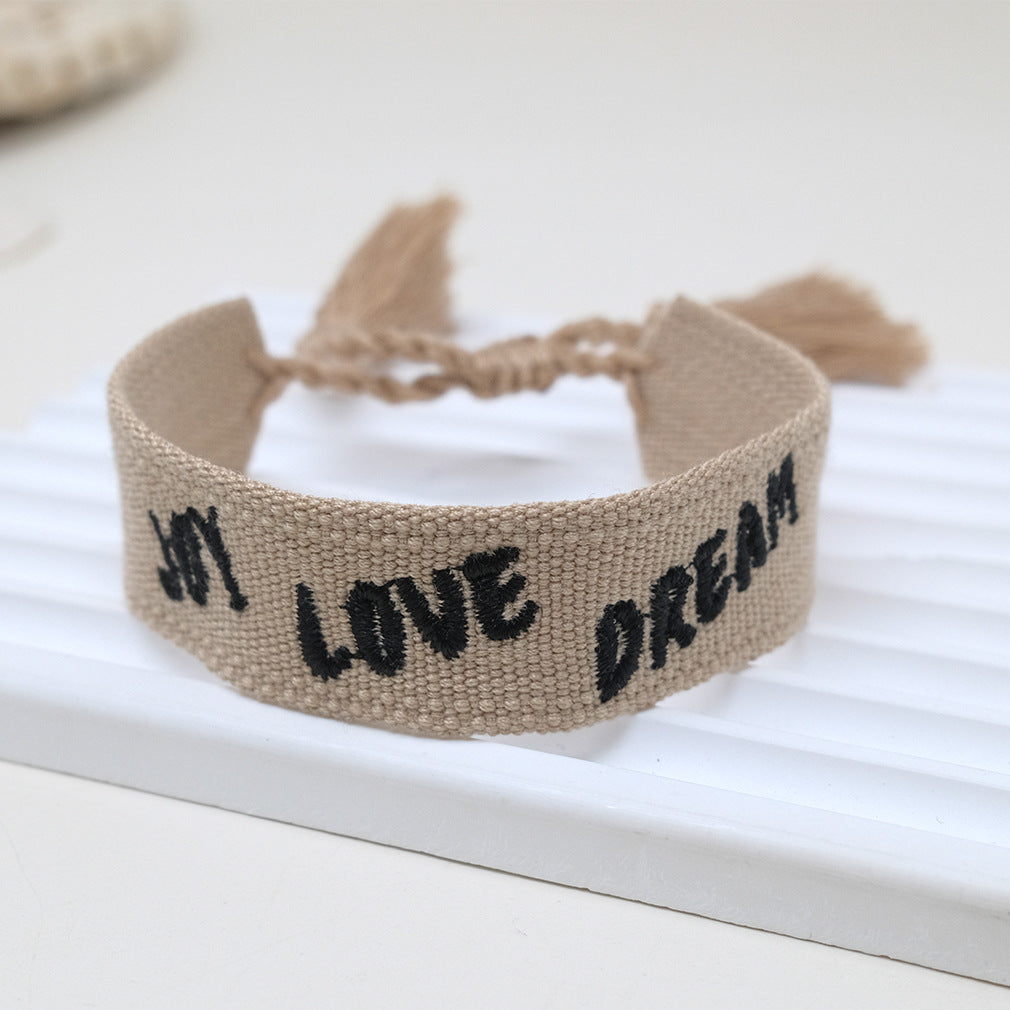 Wholesale Cord Embroiderable Logo Letter Bracelet
