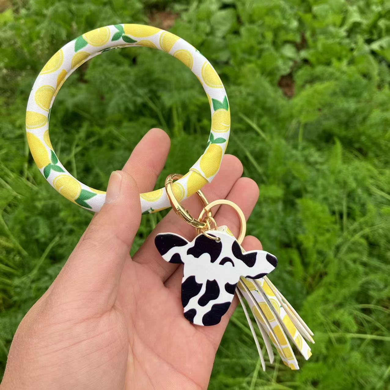 WholesalePU Leather Tassel Bracelet Keychain