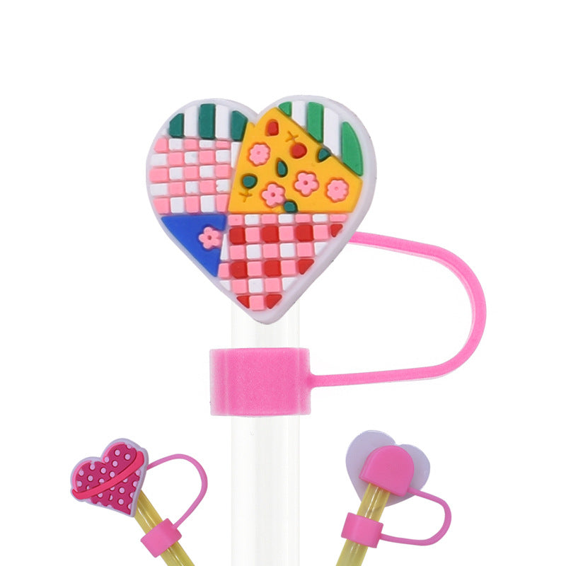 Wholesale 100PCS/PACK Cartoon Love Silicone Straw Sets