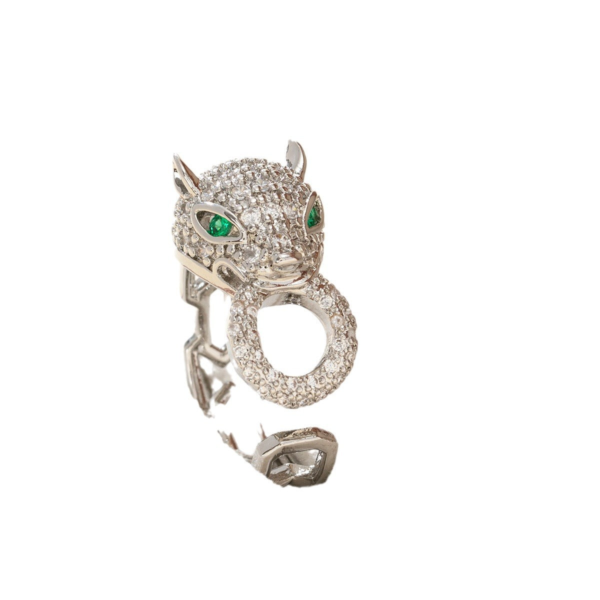 Wholesale Diamond-studded leopard head high-end open adjustable exquisite ring