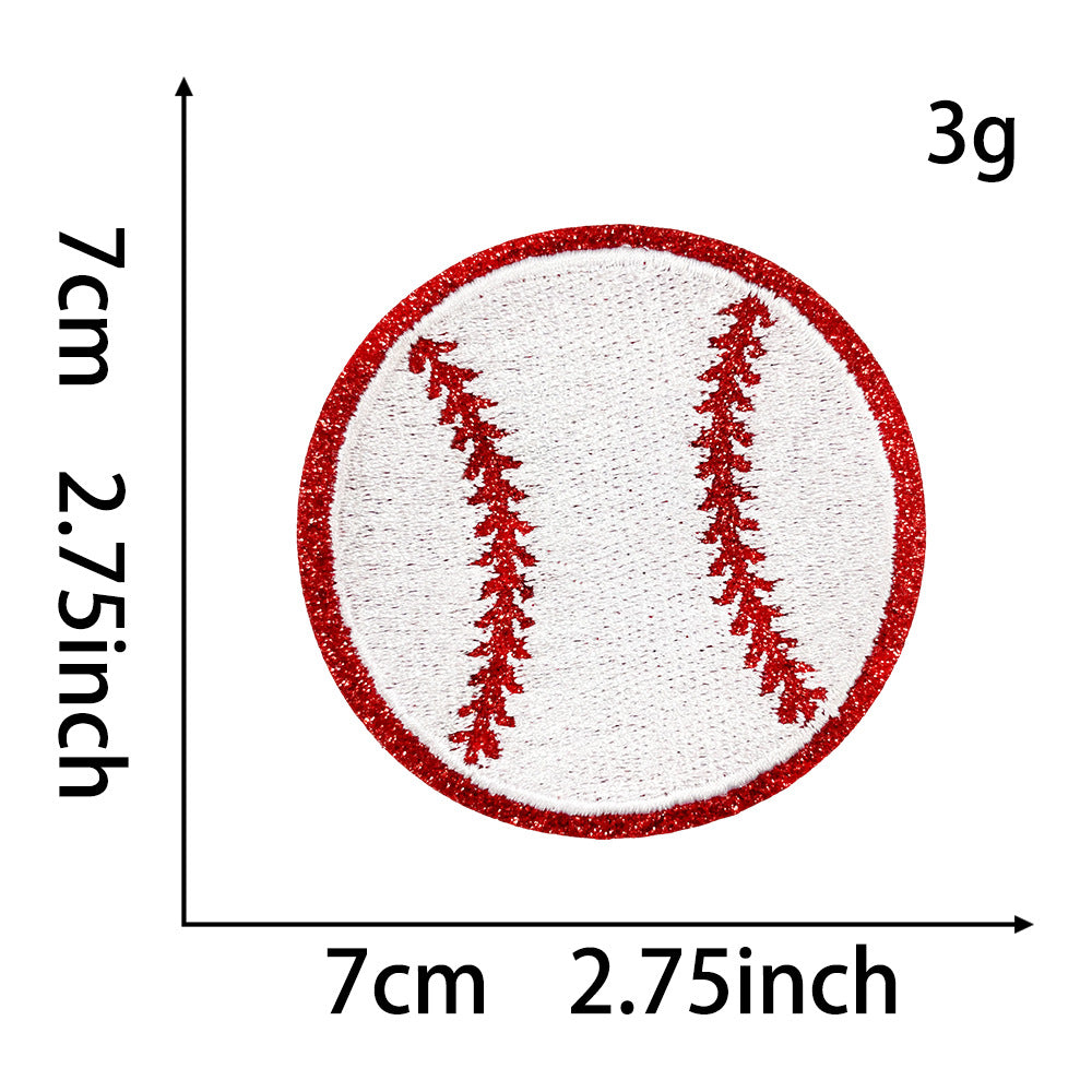 Wholesale Embroidered Sports Ball Patches Red White Athlete Design Adhesive DIY Applique For Coats Trendy Decorative Craft