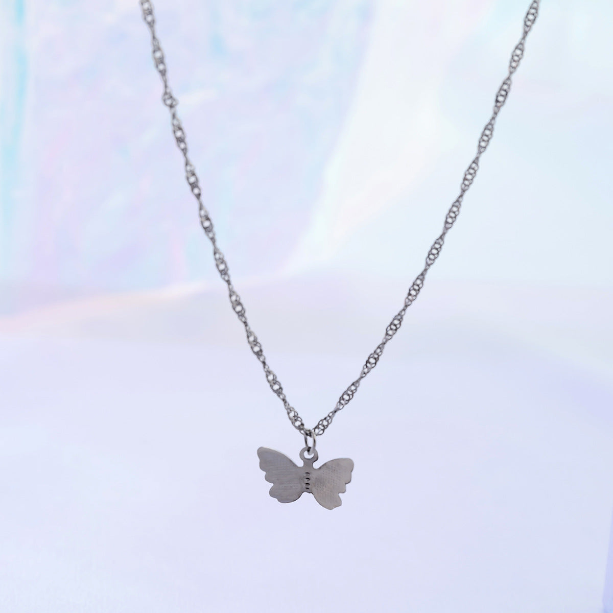 Wholesale Geometric Cross Chain Small Butterfly Copper Necklaces