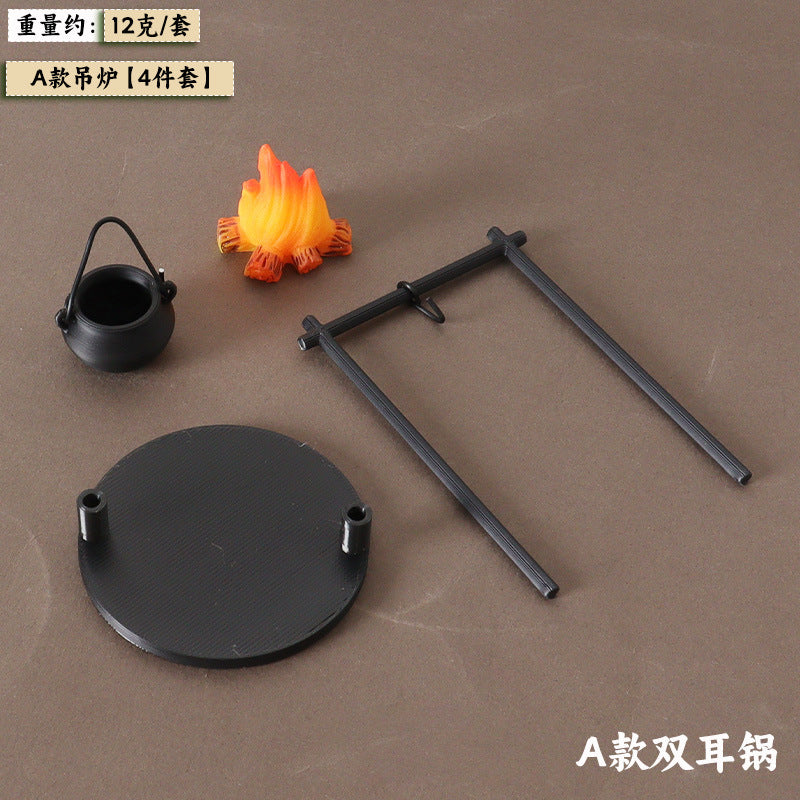 Wholesale Miniature outdoor scene bonfire hanging stove Doll Accessories